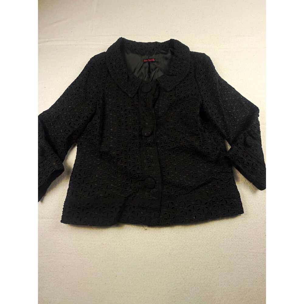Sara Isabella Women’s Black Button Front Lined 3/4 Sleeve Short Jacket Juniors M